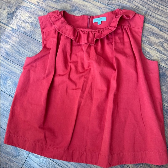 Atlantique Ascoli Red Mardi Ruffled Neck Sleeveless Blouse | Size Small (I) - Picture 7 of 13